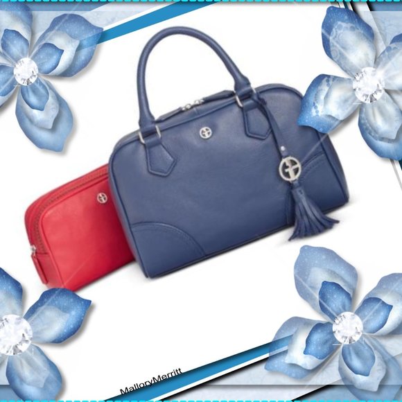 blue satchel purse